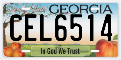 GA license plate CEL6514