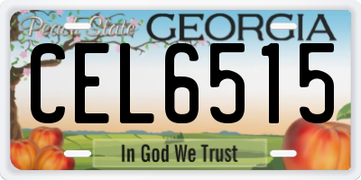 GA license plate CEL6515