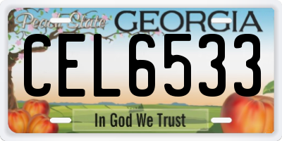 GA license plate CEL6533