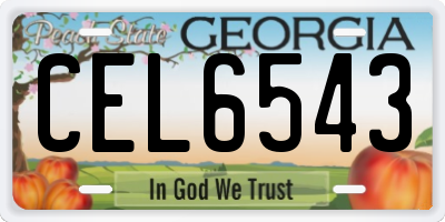 GA license plate CEL6543