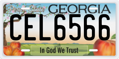 GA license plate CEL6566