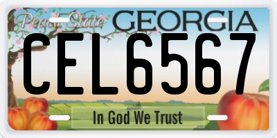 GA license plate CEL6567