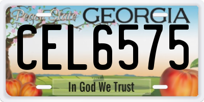 GA license plate CEL6575