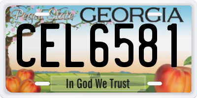 GA license plate CEL6581
