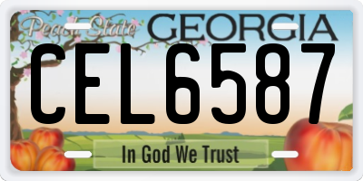 GA license plate CEL6587