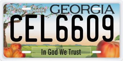 GA license plate CEL6609