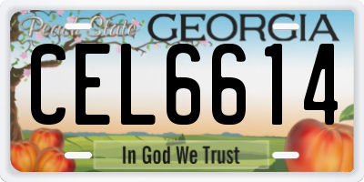 GA license plate CEL6614