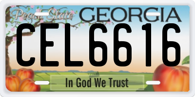 GA license plate CEL6616
