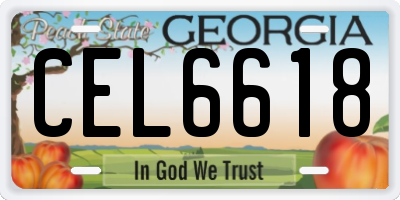 GA license plate CEL6618