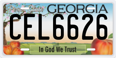 GA license plate CEL6626