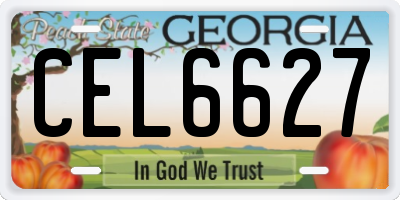 GA license plate CEL6627