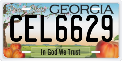GA license plate CEL6629