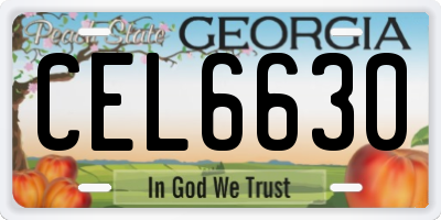 GA license plate CEL6630