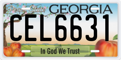 GA license plate CEL6631