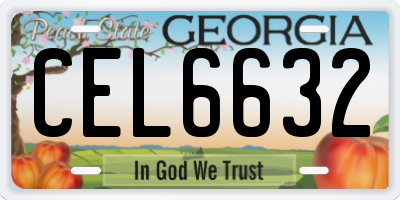 GA license plate CEL6632