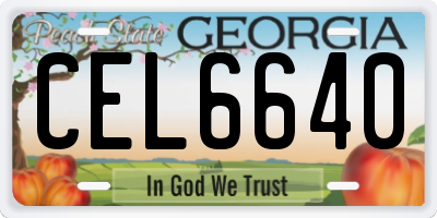 GA license plate CEL6640