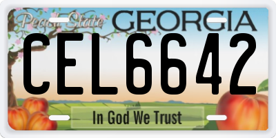 GA license plate CEL6642