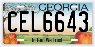 GA license plate CEL6643