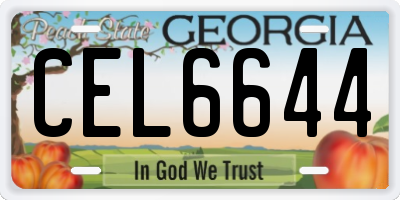 GA license plate CEL6644