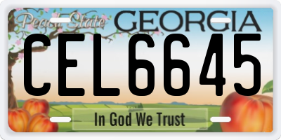 GA license plate CEL6645