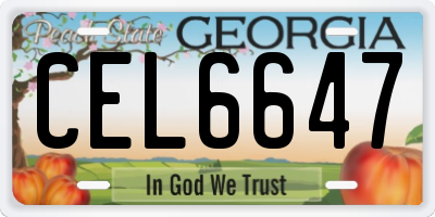 GA license plate CEL6647