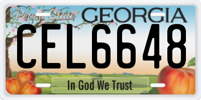 GA license plate CEL6648