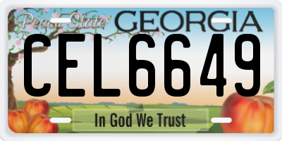 GA license plate CEL6649