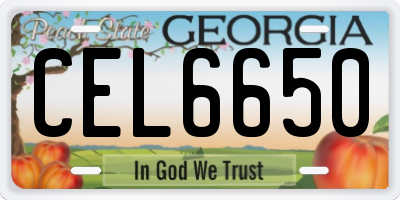 GA license plate CEL6650