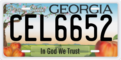 GA license plate CEL6652
