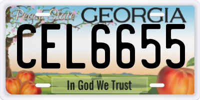 GA license plate CEL6655