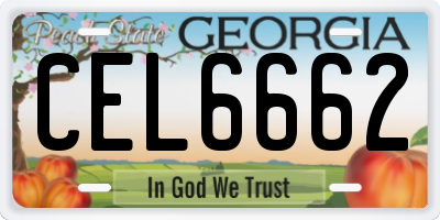 GA license plate CEL6662