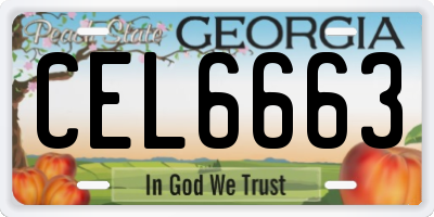 GA license plate CEL6663
