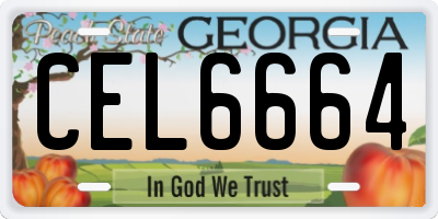 GA license plate CEL6664