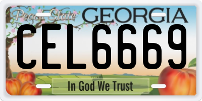 GA license plate CEL6669