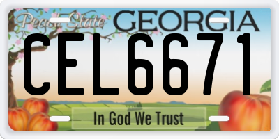 GA license plate CEL6671