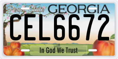 GA license plate CEL6672