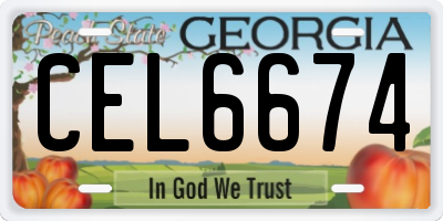 GA license plate CEL6674