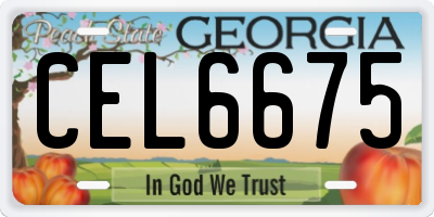 GA license plate CEL6675