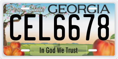 GA license plate CEL6678