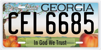 GA license plate CEL6685
