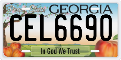 GA license plate CEL6690