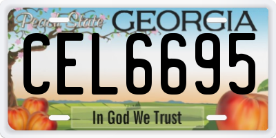 GA license plate CEL6695