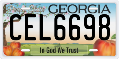 GA license plate CEL6698