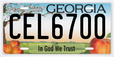 GA license plate CEL6700