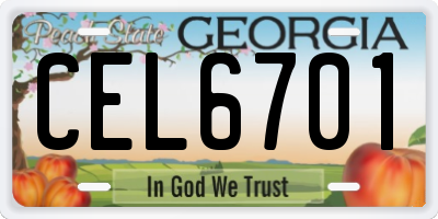GA license plate CEL6701