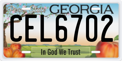 GA license plate CEL6702