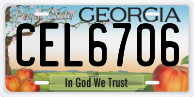 GA license plate CEL6706