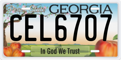 GA license plate CEL6707