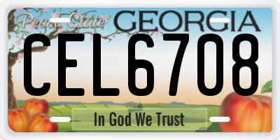 GA license plate CEL6708