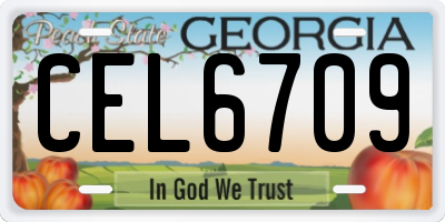 GA license plate CEL6709